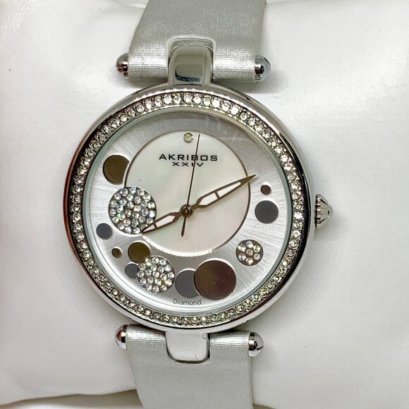 Akribos XXIV genuine Diamond Dial Women's watch  AK434SL sapphire running - Picture 1 of 5